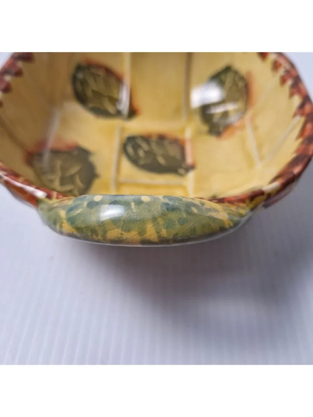 ITALIAN POTTERY CERAMIC SERVING DISH BASKET WITH 2 HANDLES SQUARE SHAPE **READ
